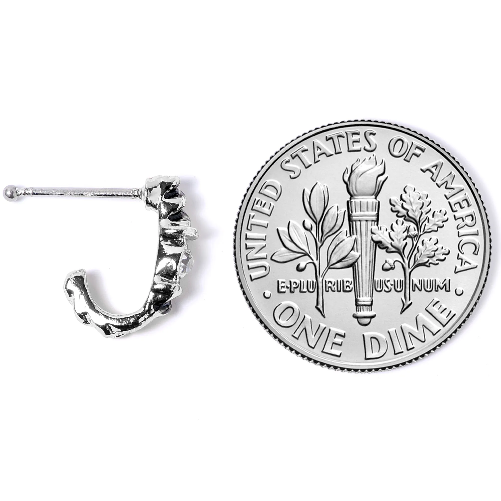 20 Gauge 3/8 Clear Gem Steel Twist Faux Hoop Nose Bone