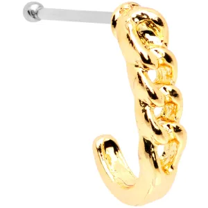 20 Gauge 3/8 Gold Tone Chain Link Faux Hoop Nose Bone