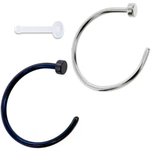 20 Gauge 3/8 Pack Set of 3 Assorted Stainless Steel Nose Hoop Rings