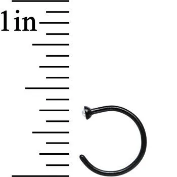 20 Gauge 5/16 Clear Gem Black Anodized Titanium Nose Hoop