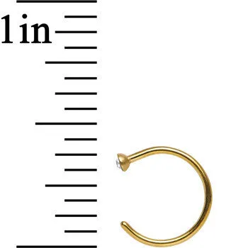 20 Gauge 5/16 Clear Gem Gold Anodized Titanium Nose Hoop