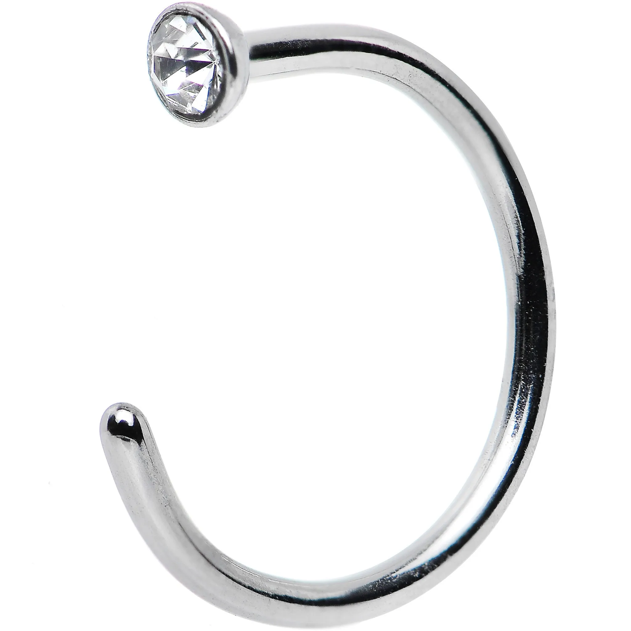 20 Gauge 5/16 Clear Gem Stainless Steel Nose Hoop