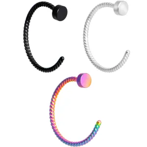 20 Gauge 5/16 Rainbow Pack Set of 3 Twisted Nose Hoop Rings