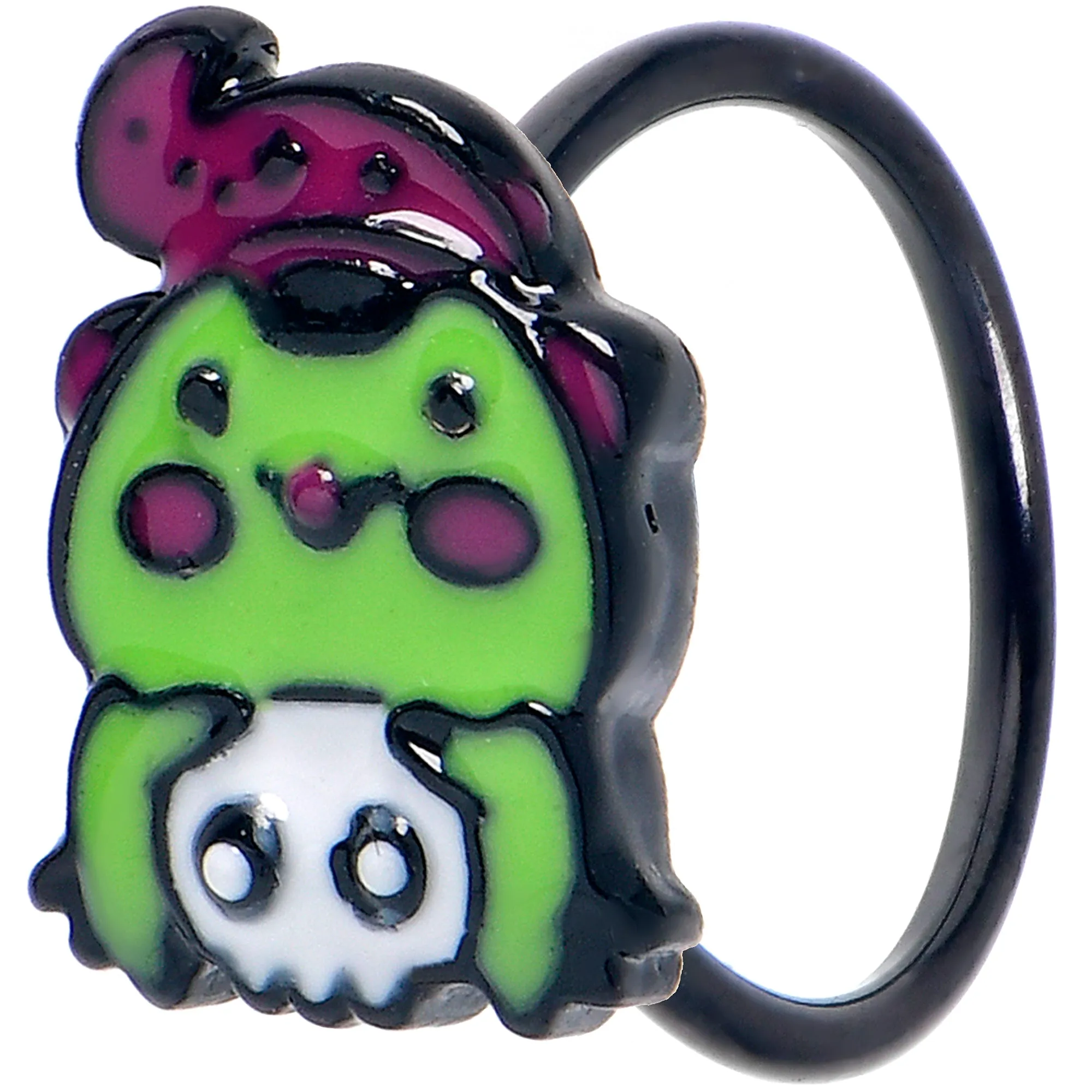 20 Gauge 5/6 Black Witch Frog Skull Halloween Nose Hoop