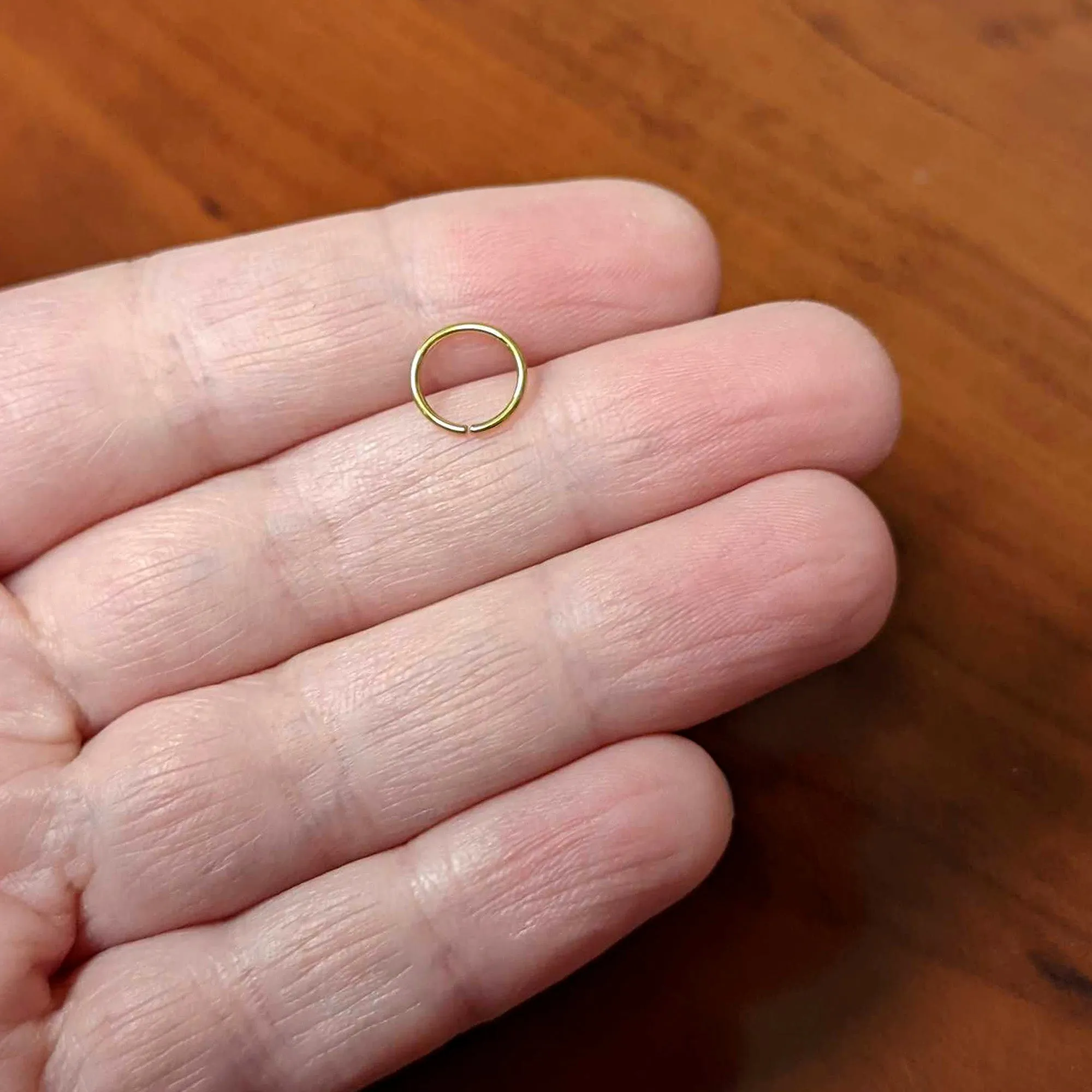 20 Gauge 7mm Gold Tone PVD Grade 23 Titanium Bendable Hoop Ring