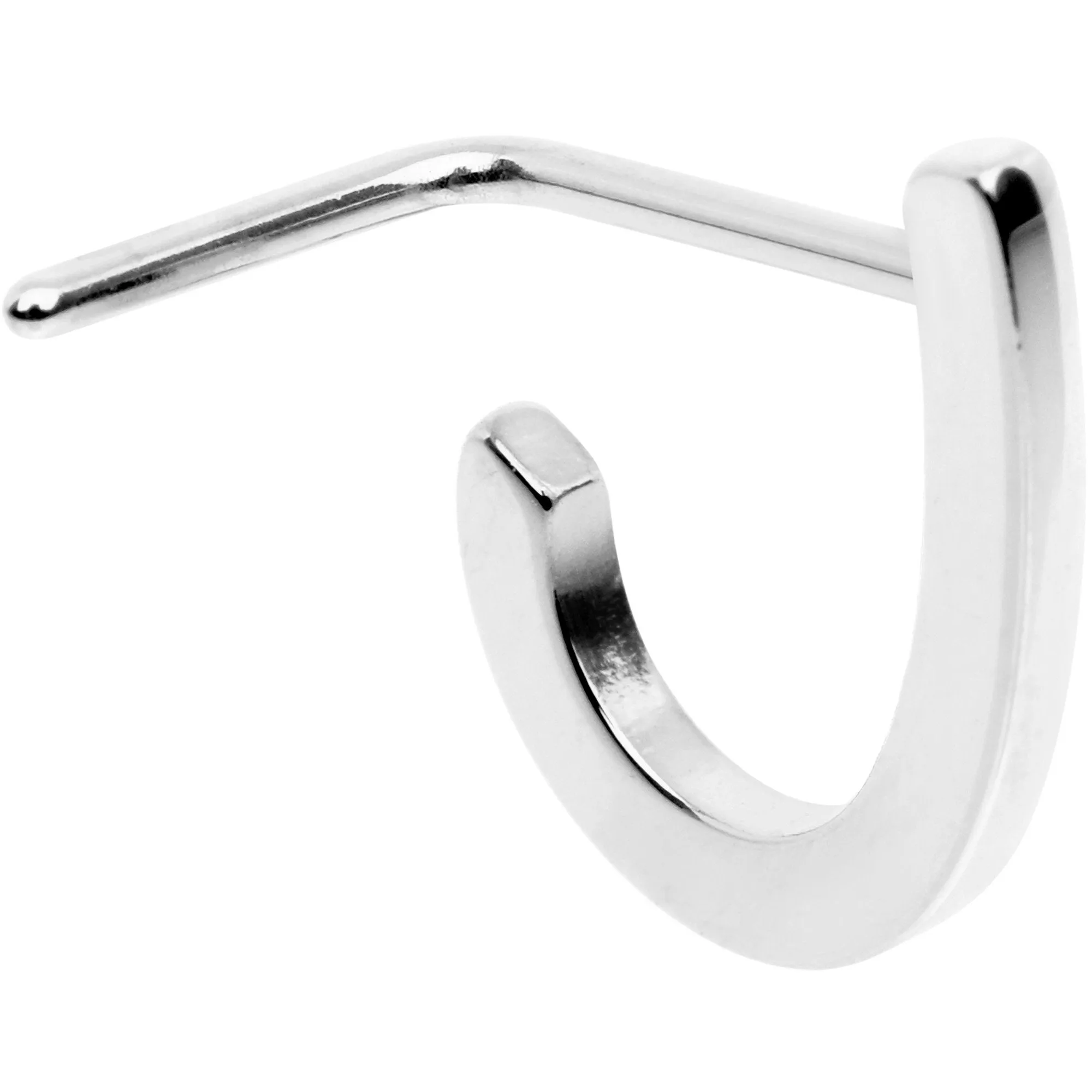 20 Gauge Stainless Steel Faux Hoop L Shaped Nose Ring