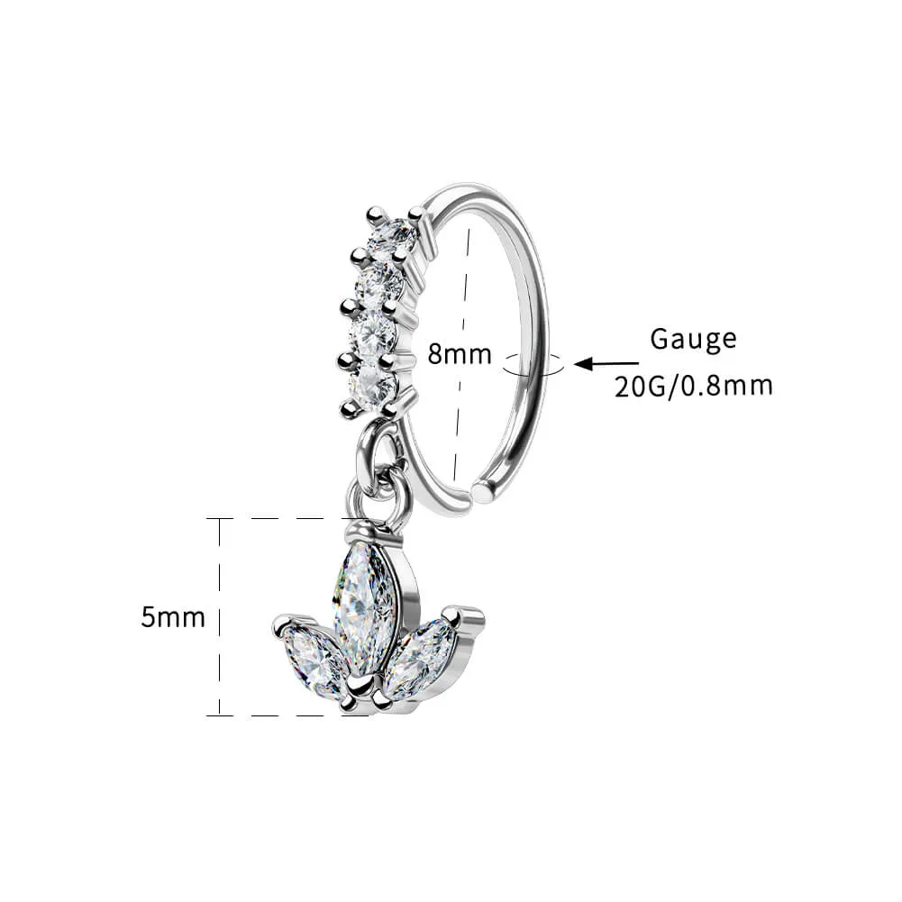 20G Dangle CZ Crown Shape Nose Hoop Rings