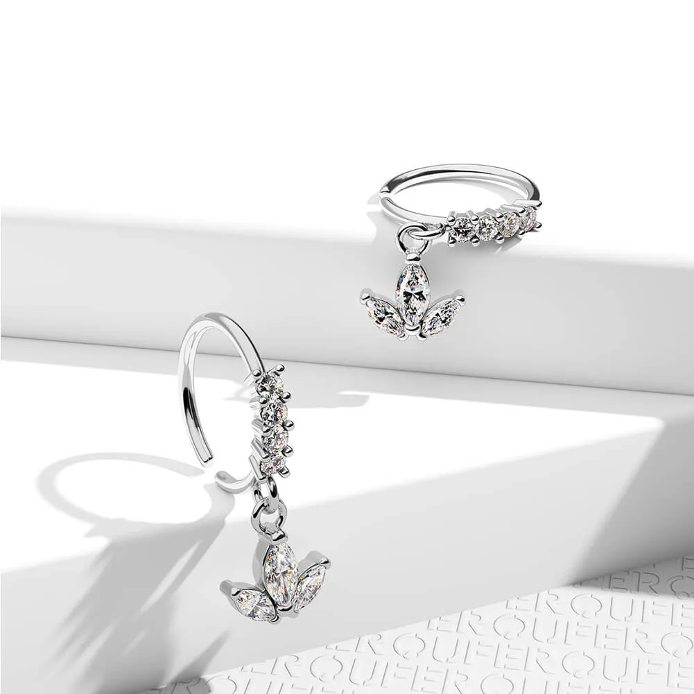 20G Dangle CZ Crown Shape Nose Hoop Rings