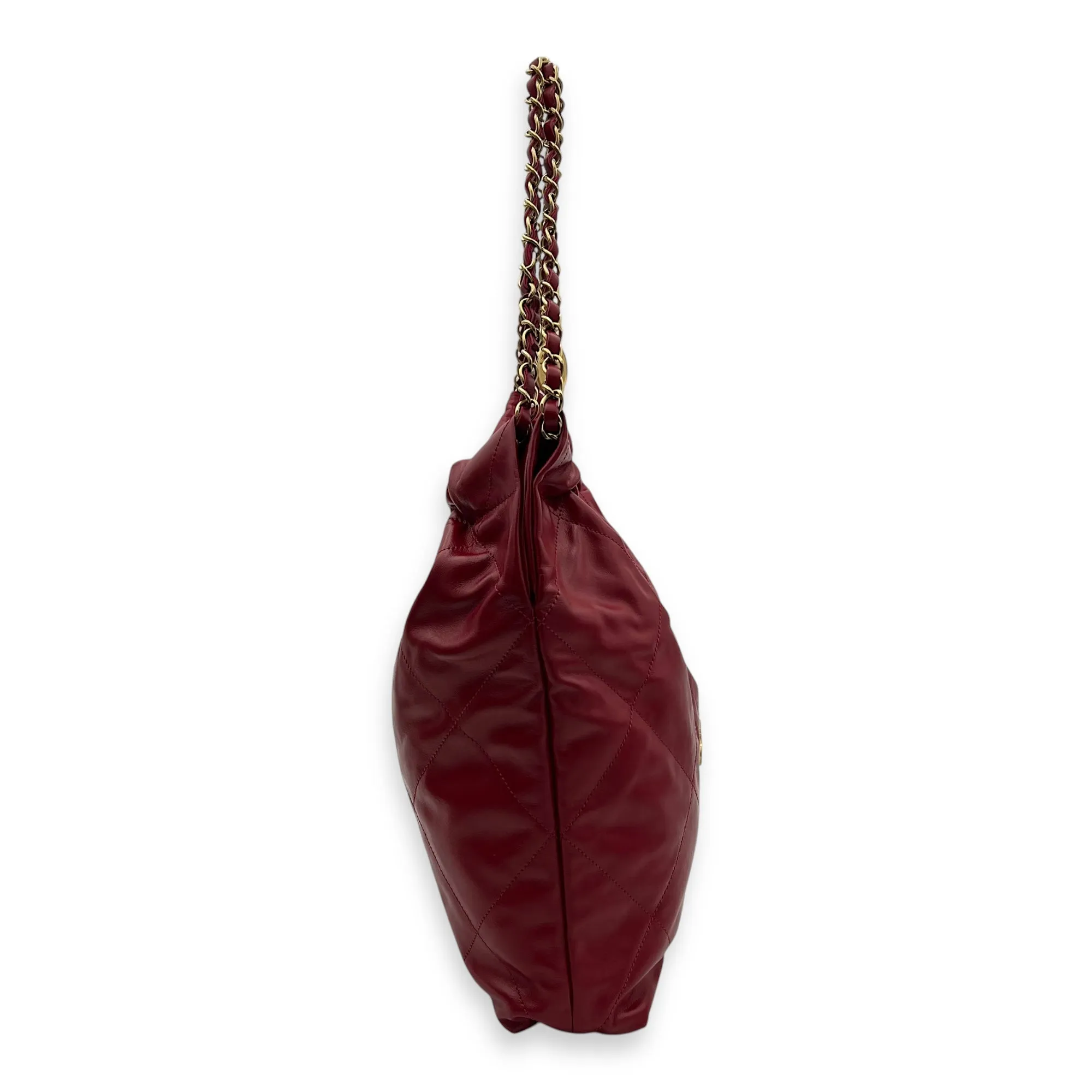 22 Tote Medium Red Tote Bag in Calfskin, Gold hardware