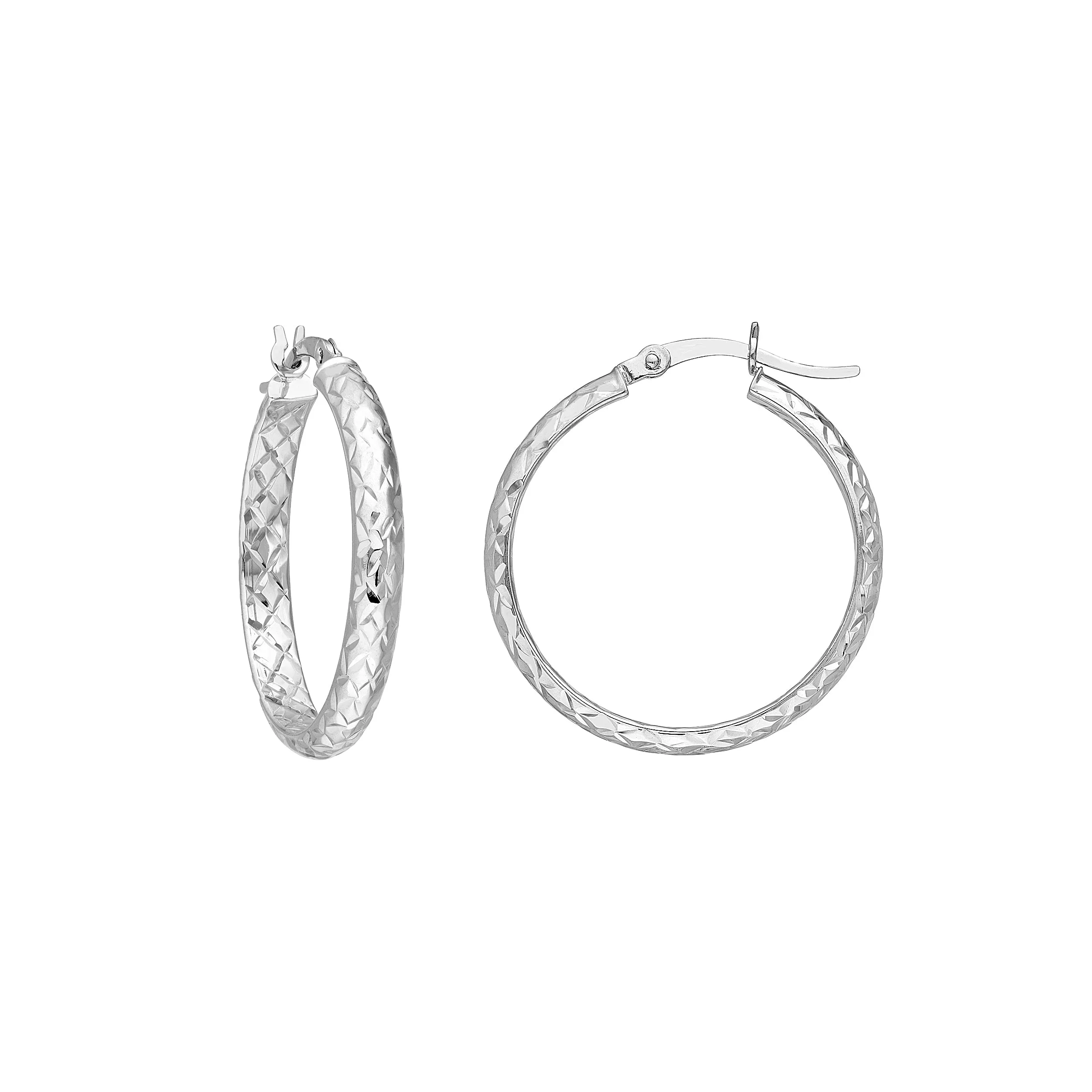 25mm x 3mm Diamond-Cut Hoop Earrings