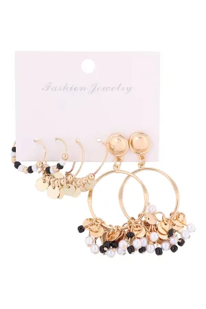 3 SET DISC HOOP POST EARRINGS