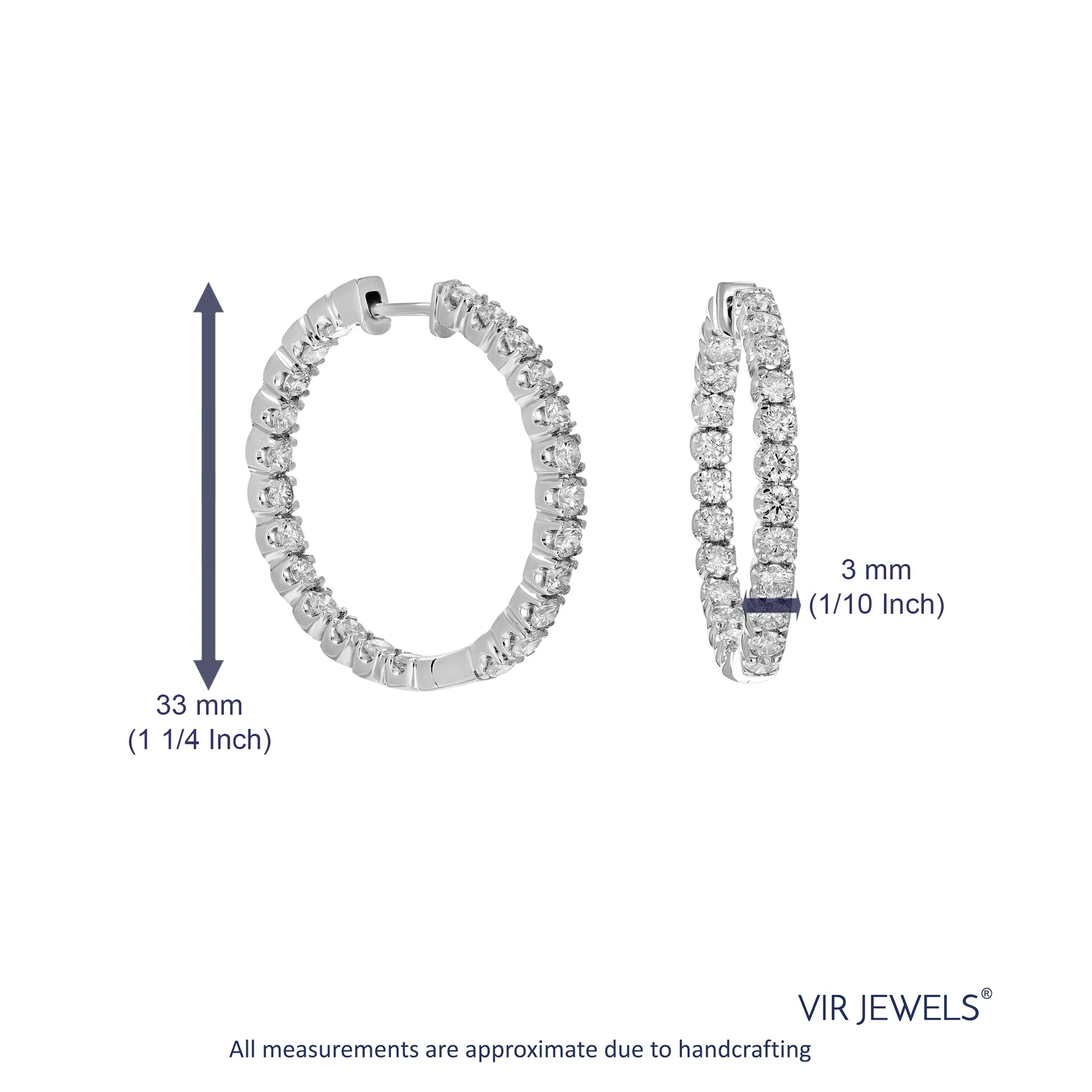 4 cttw Diamond Inside Out Hoop Earrings 14K Gold
