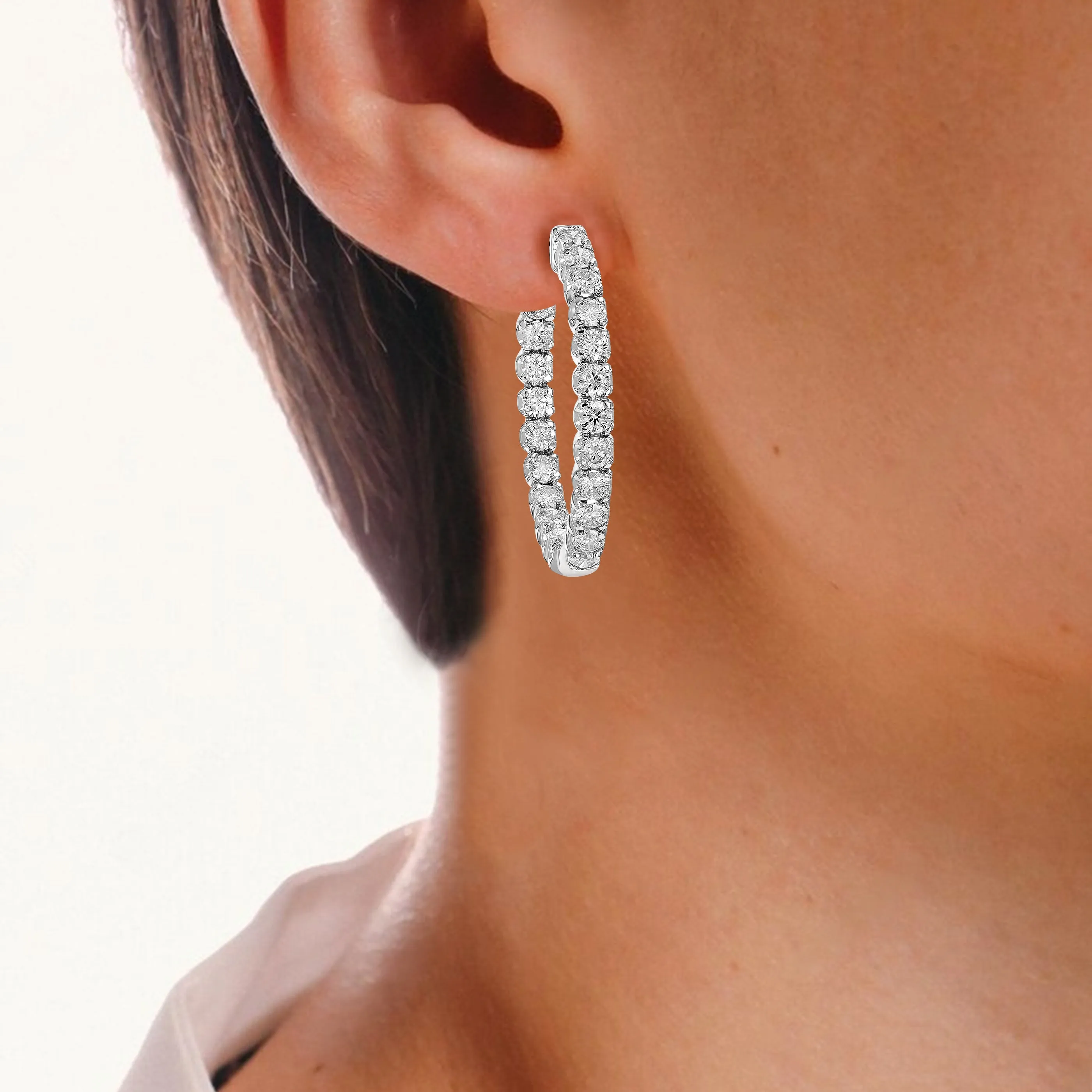 4 cttw Diamond Inside Out Hoop Earrings 14K Gold
