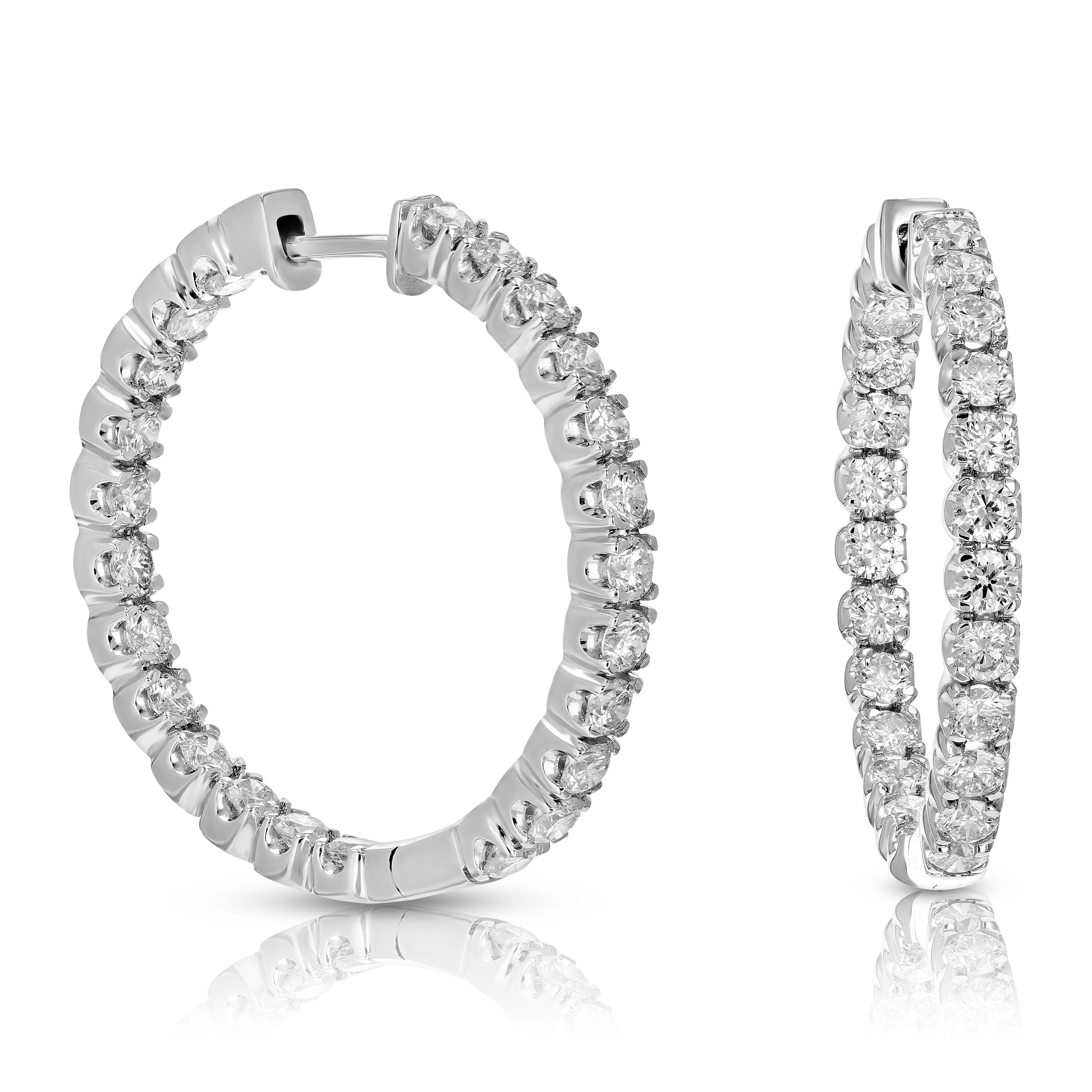 4 cttw Diamond Inside Out Hoop Earrings 14K Gold