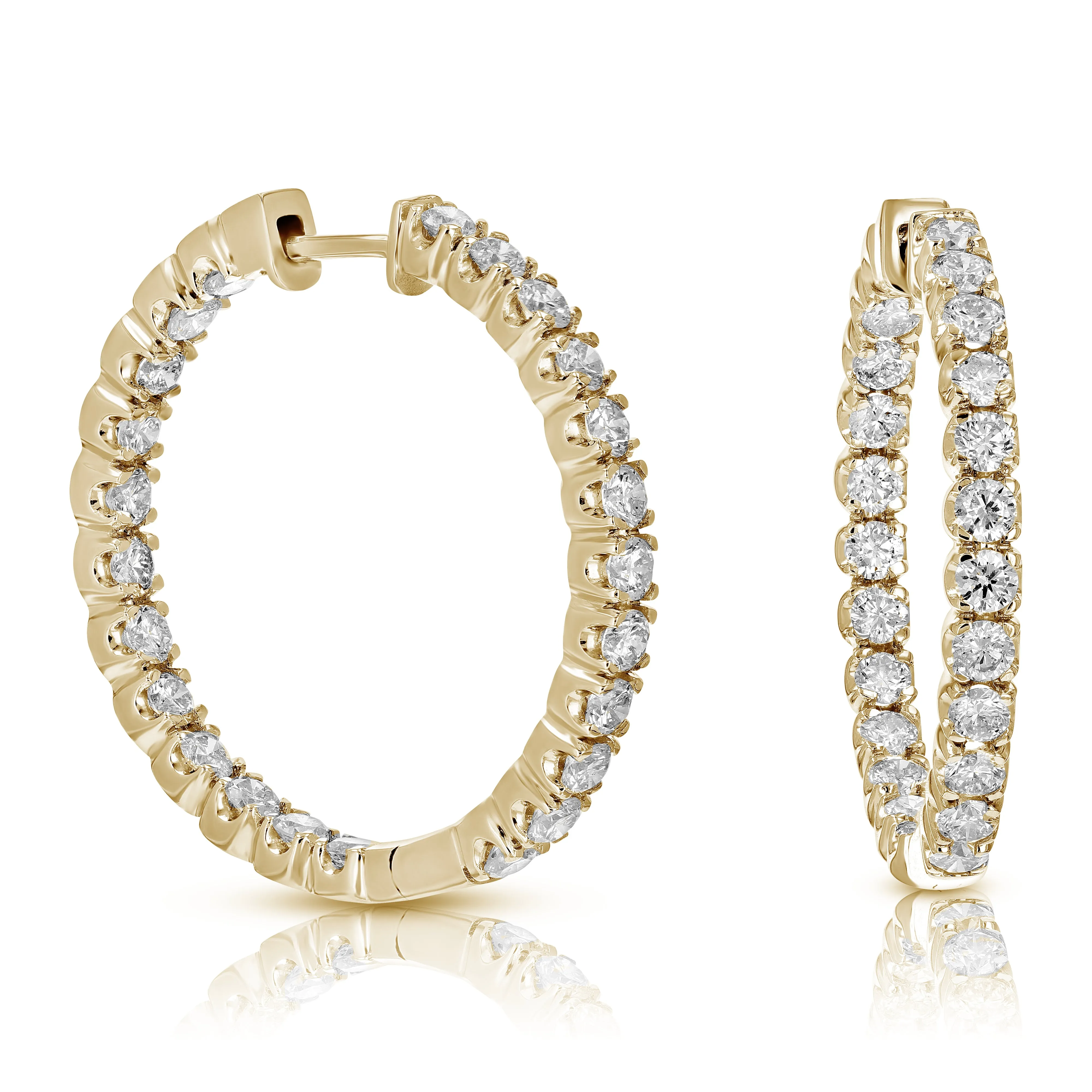 4 cttw Diamond Inside Out Hoop Earrings 14K Gold