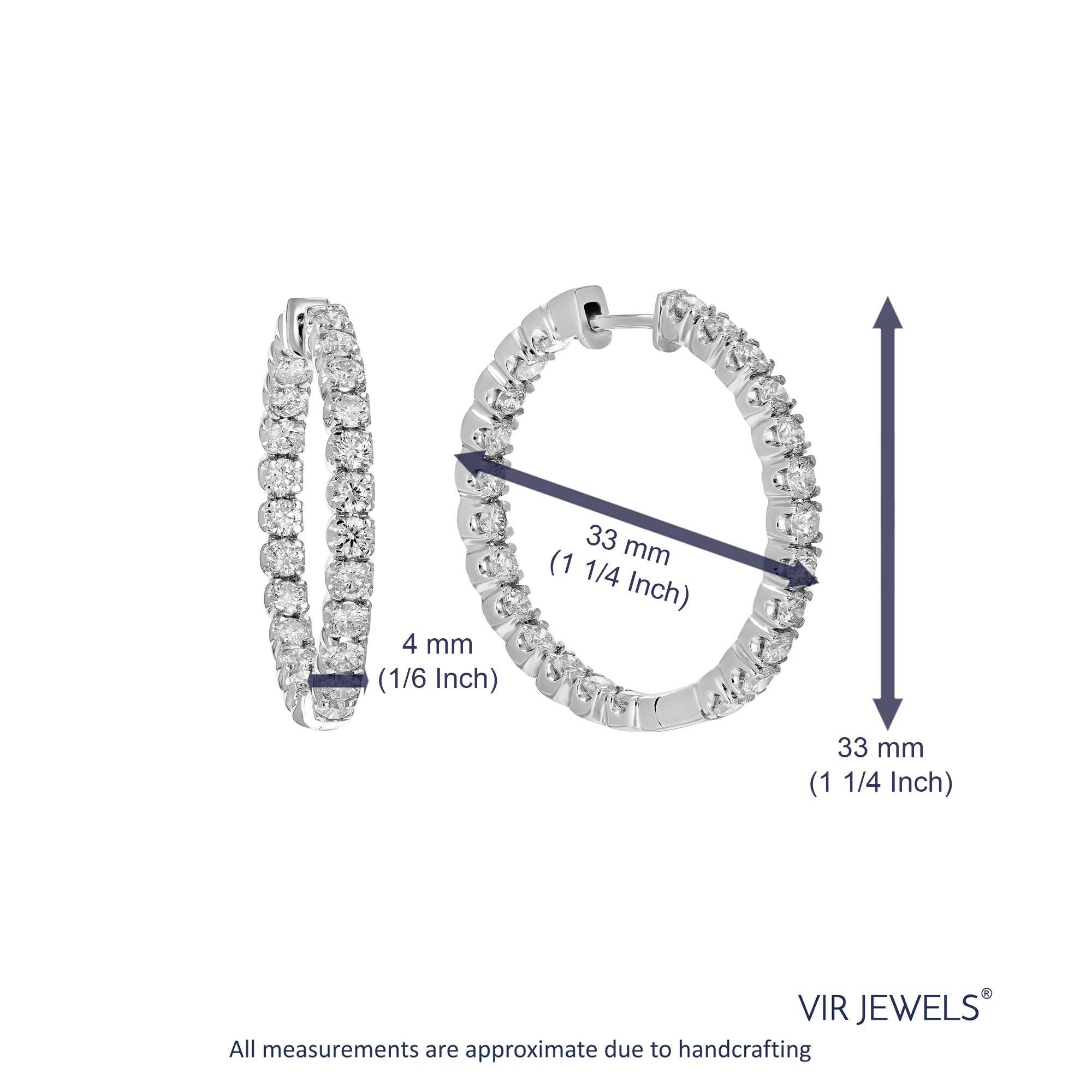 5 cttw Diamond Inside Out Hoop Earrings in 14K Gold