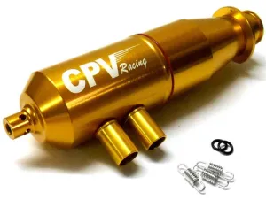 51911A 1/10 Scale RC Alloy Yellow Adjustable Exhaust Pipe Muffler Two Chamber