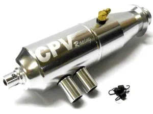 51911S 1/10 Scale RC Alloy Silver Adjustable Exhaust Pipe Muffler Two Chamber