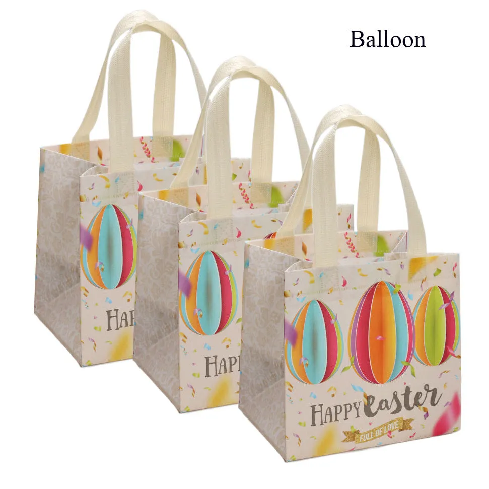6PCS Easter Gift Bags; Easter Tote Bags With Handles Reusable Easter Non-Woven Bags Grocery Shopping Bunny Easter Egg Totes For Holiday Party Supplies