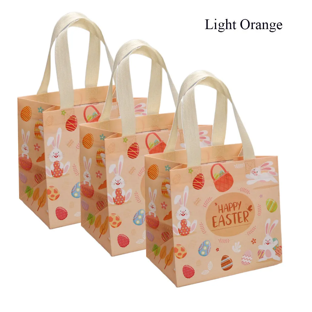 6PCS Easter Gift Bags; Easter Tote Bags With Handles Reusable Easter Non-Woven Bags Grocery Shopping Bunny Easter Egg Totes For Holiday Party Supplies