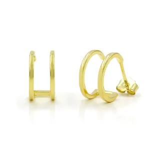 925 Sterling Silver Gold Plated Polished Double Hoop Earring