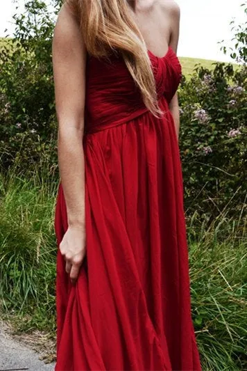 A-line Sweetheart Floor Length Chapel Chiffon Prom Dress