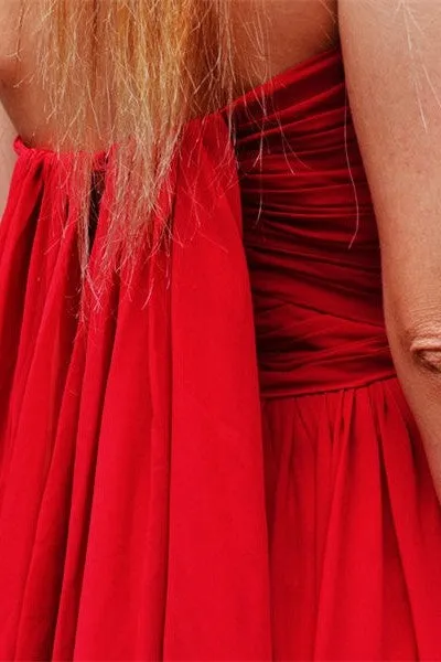 A-line Sweetheart Floor Length Chapel Chiffon Prom Dress