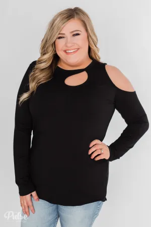 A Little Something Cold Shoulder Top- Black