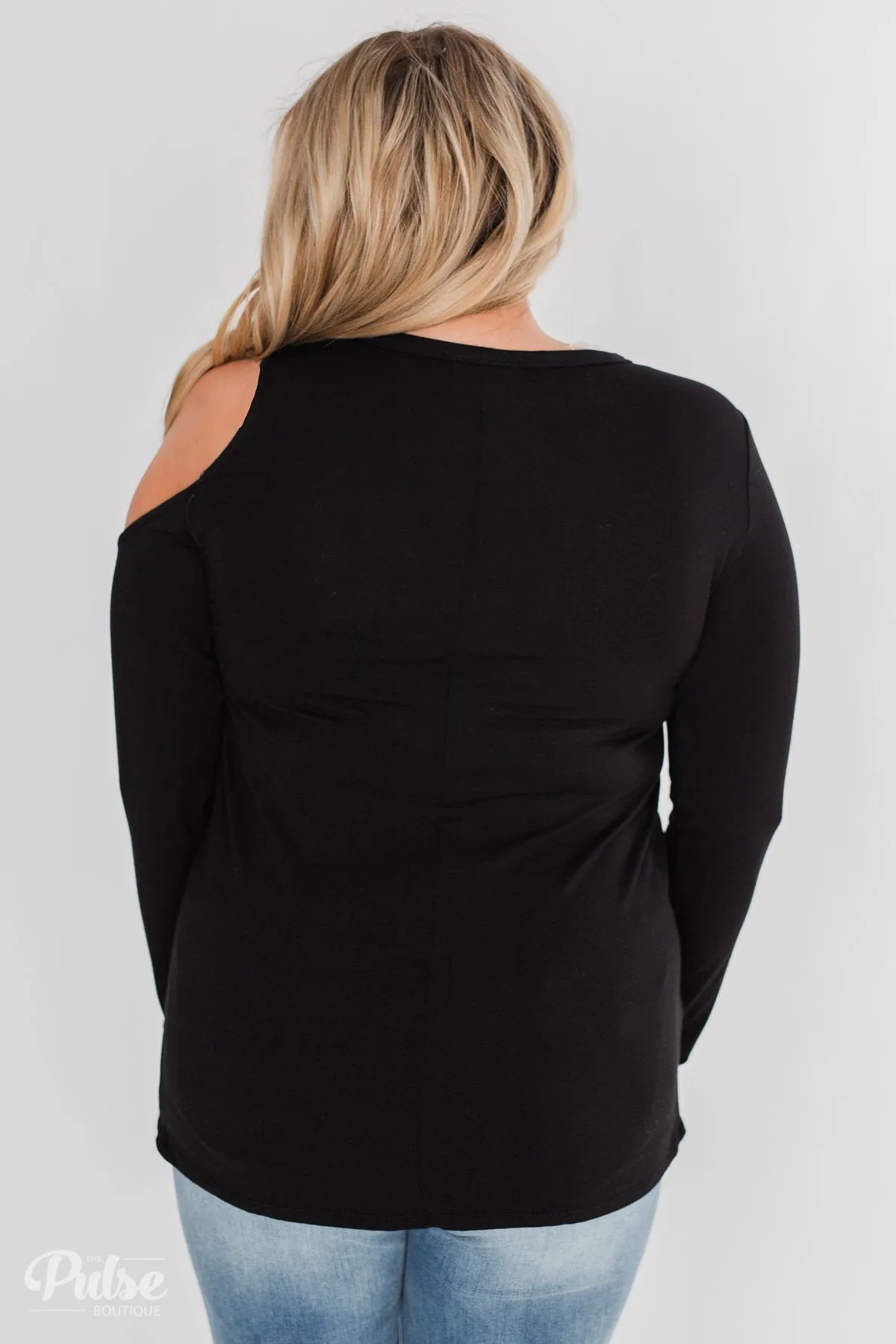 A Little Something Cold Shoulder Top- Black