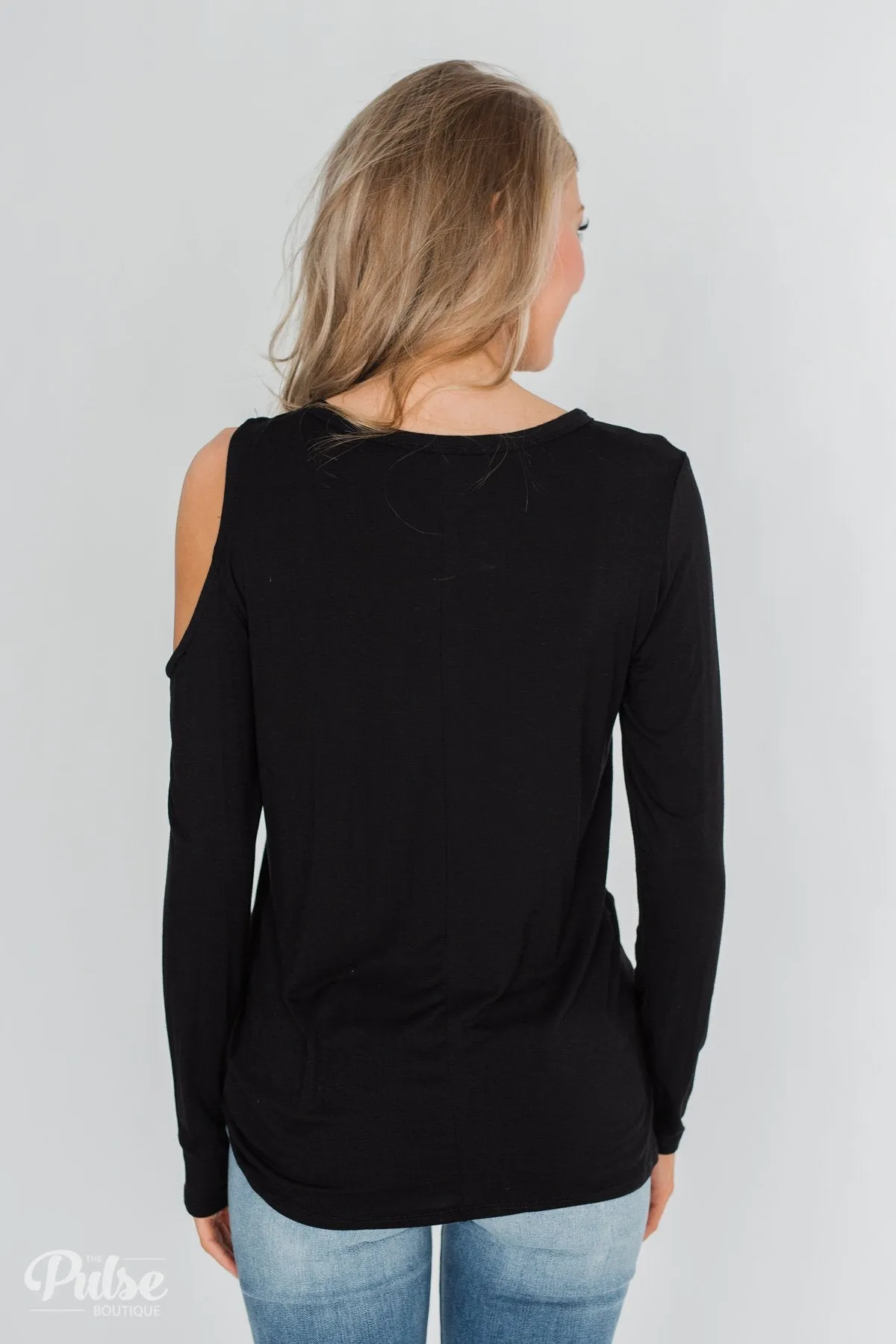 A Little Something Cold Shoulder Top- Black