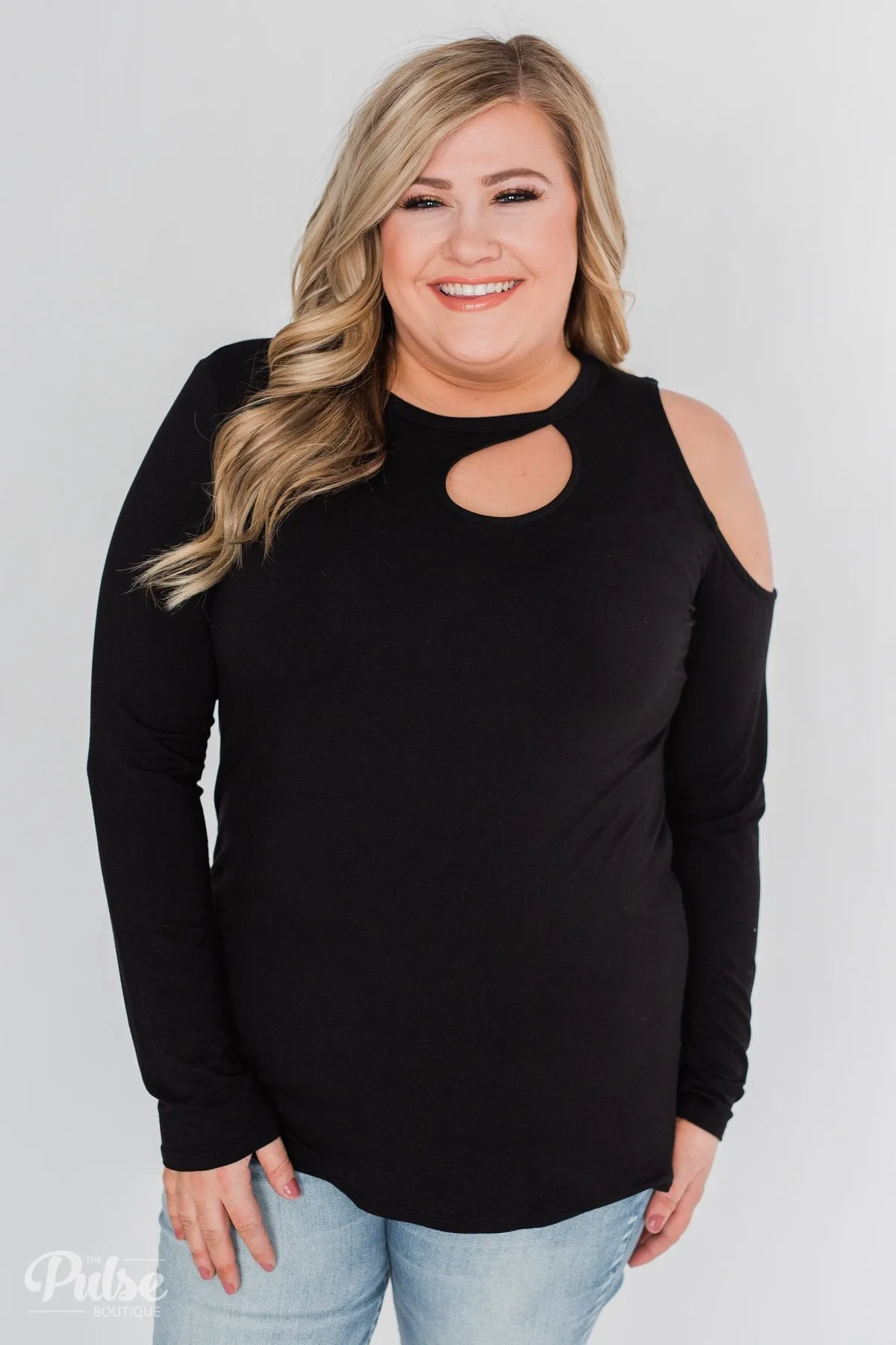 A Little Something Cold Shoulder Top- Black