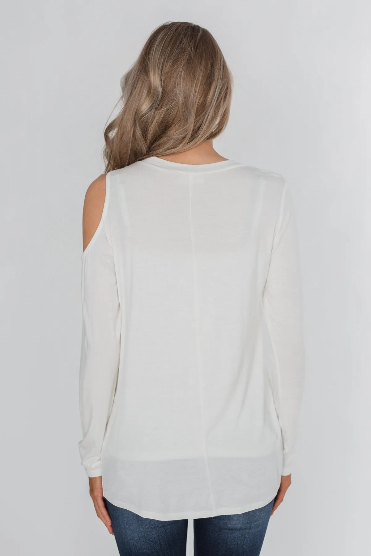 A Little Something Cold Shoulder Top - Ivory