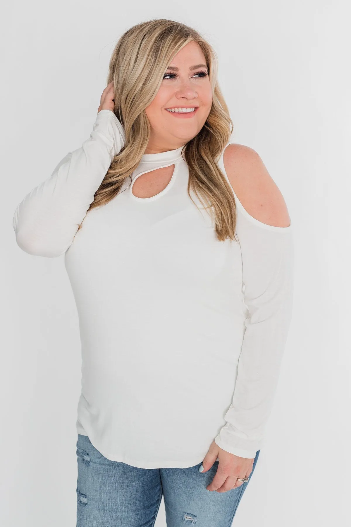 A Little Something Cold Shoulder Top - Ivory