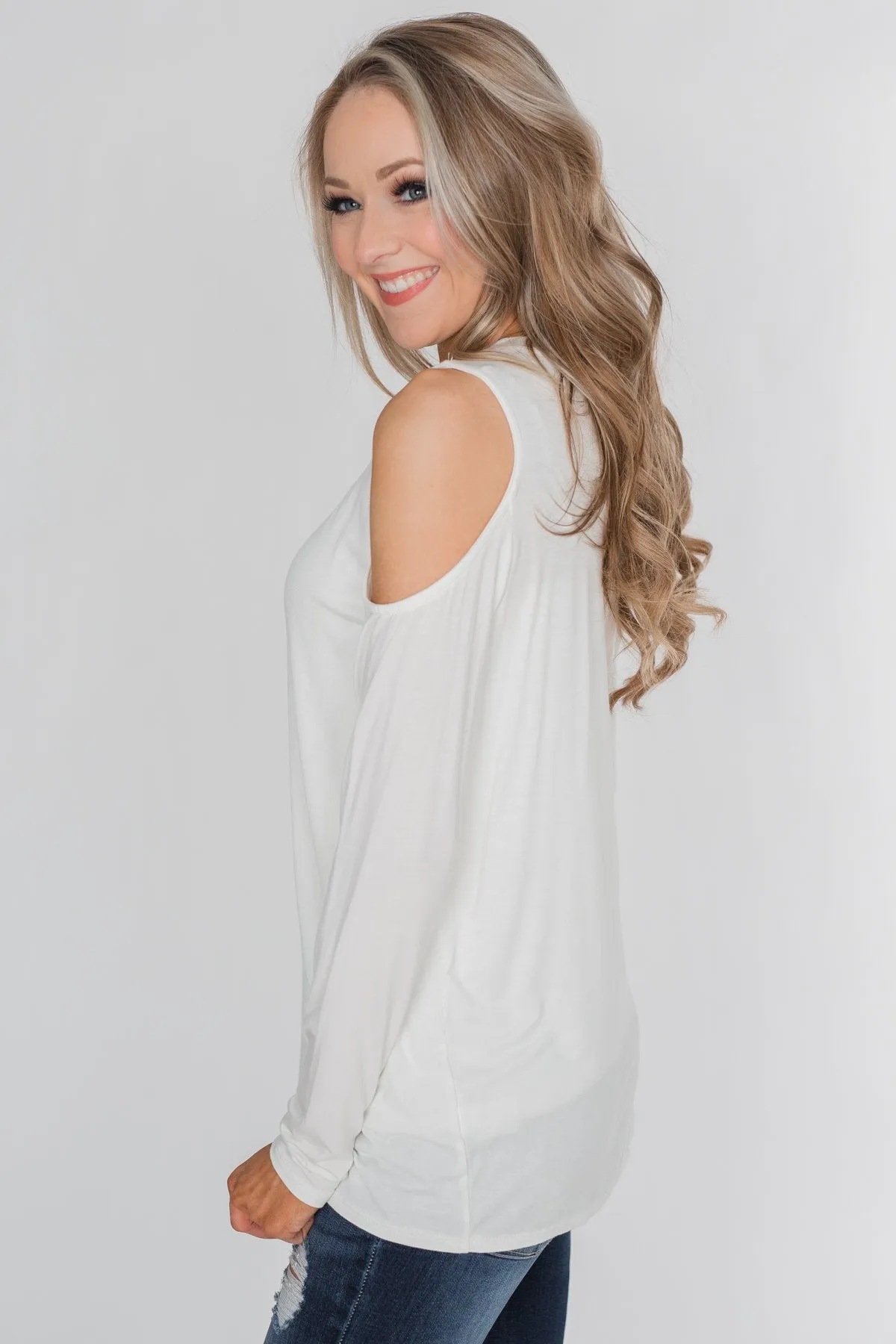 A Little Something Cold Shoulder Top - Ivory
