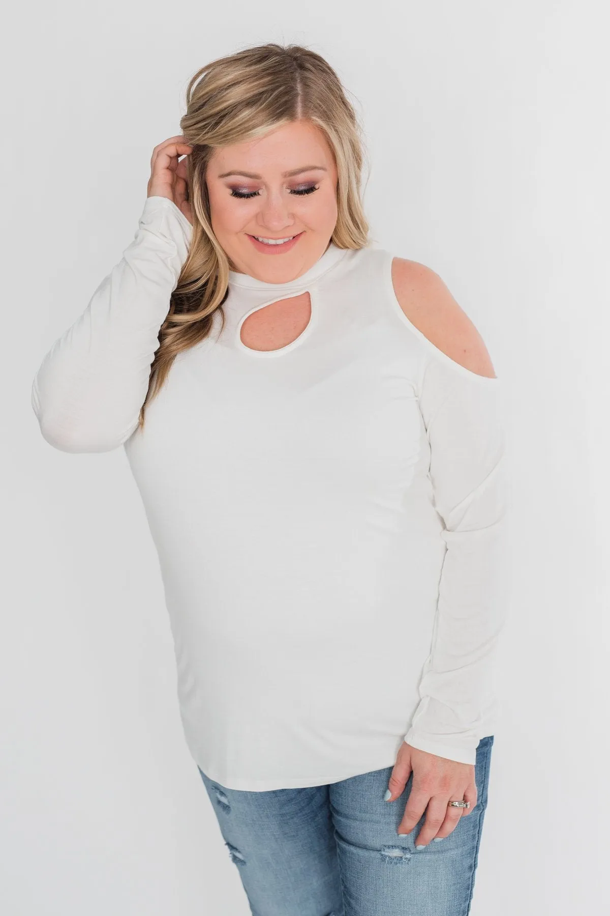 A Little Something Cold Shoulder Top - Ivory