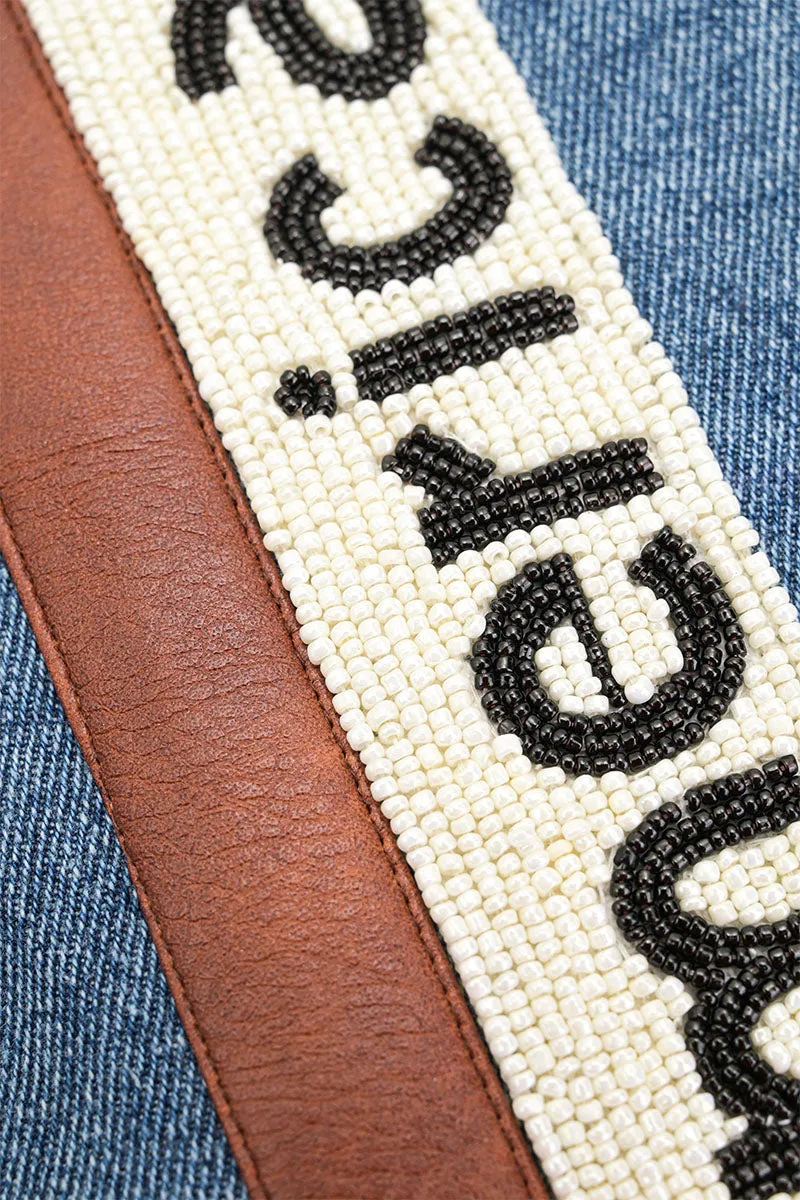 A&B Denim Beaded Tote