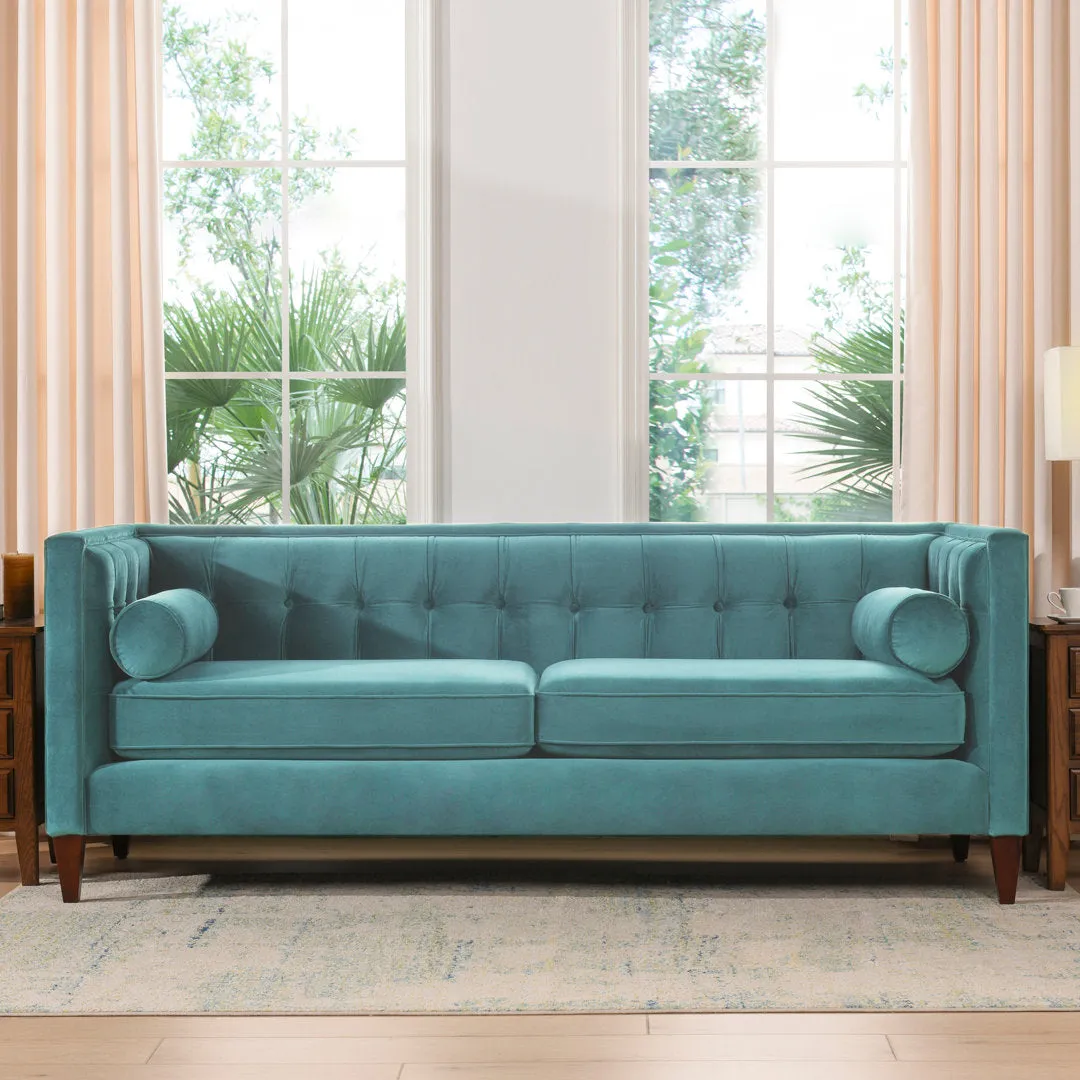 Allia 84" Tuxedo Arm Sofa Langley Street® Upholstery Color: Arctic Blue Velvet