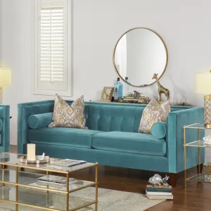 Allia 84" Tuxedo Arm Sofa Langley Street® Upholstery Color: Arctic Blue Velvet