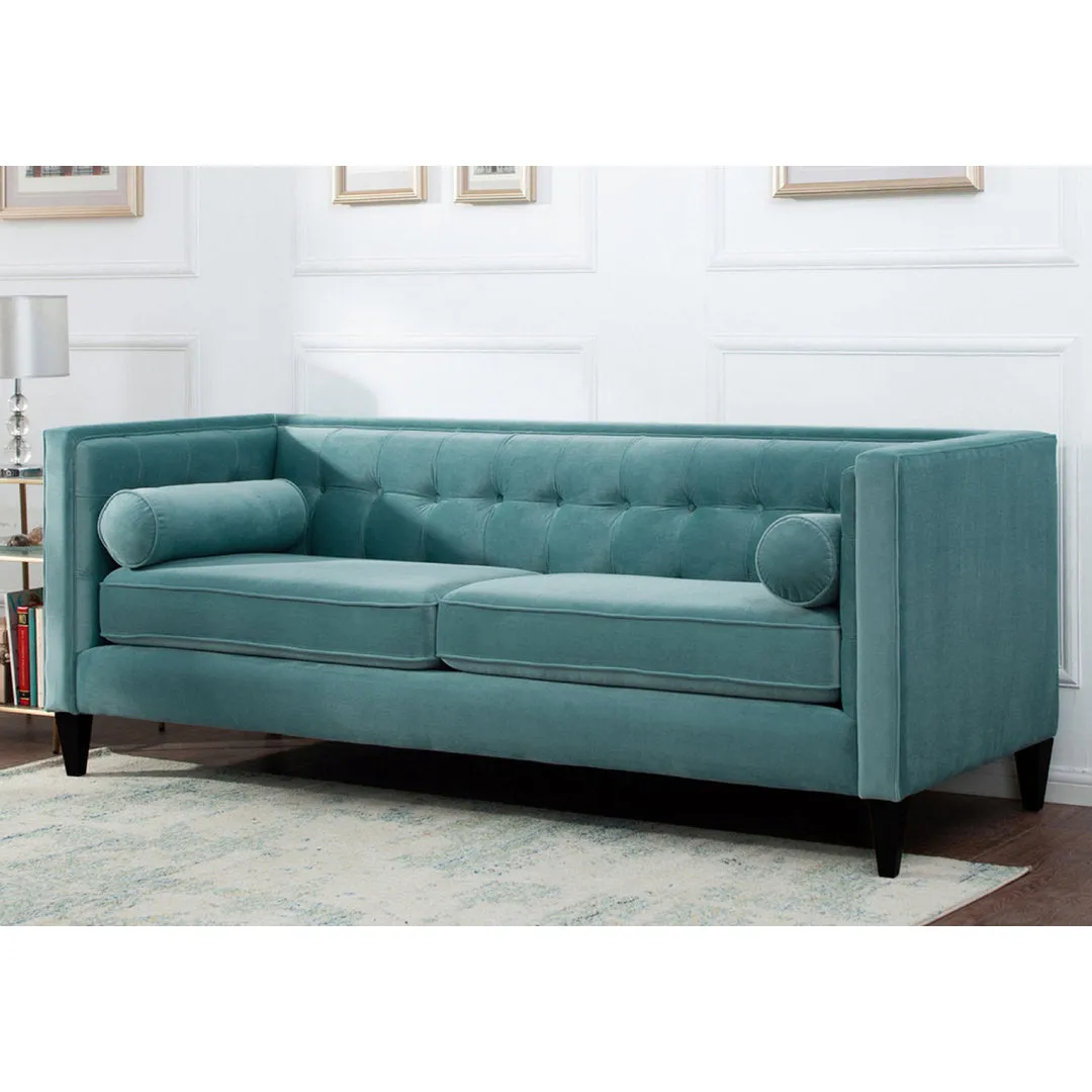 Allia 84" Tuxedo Arm Sofa Langley Street® Upholstery Color: Arctic Blue Velvet