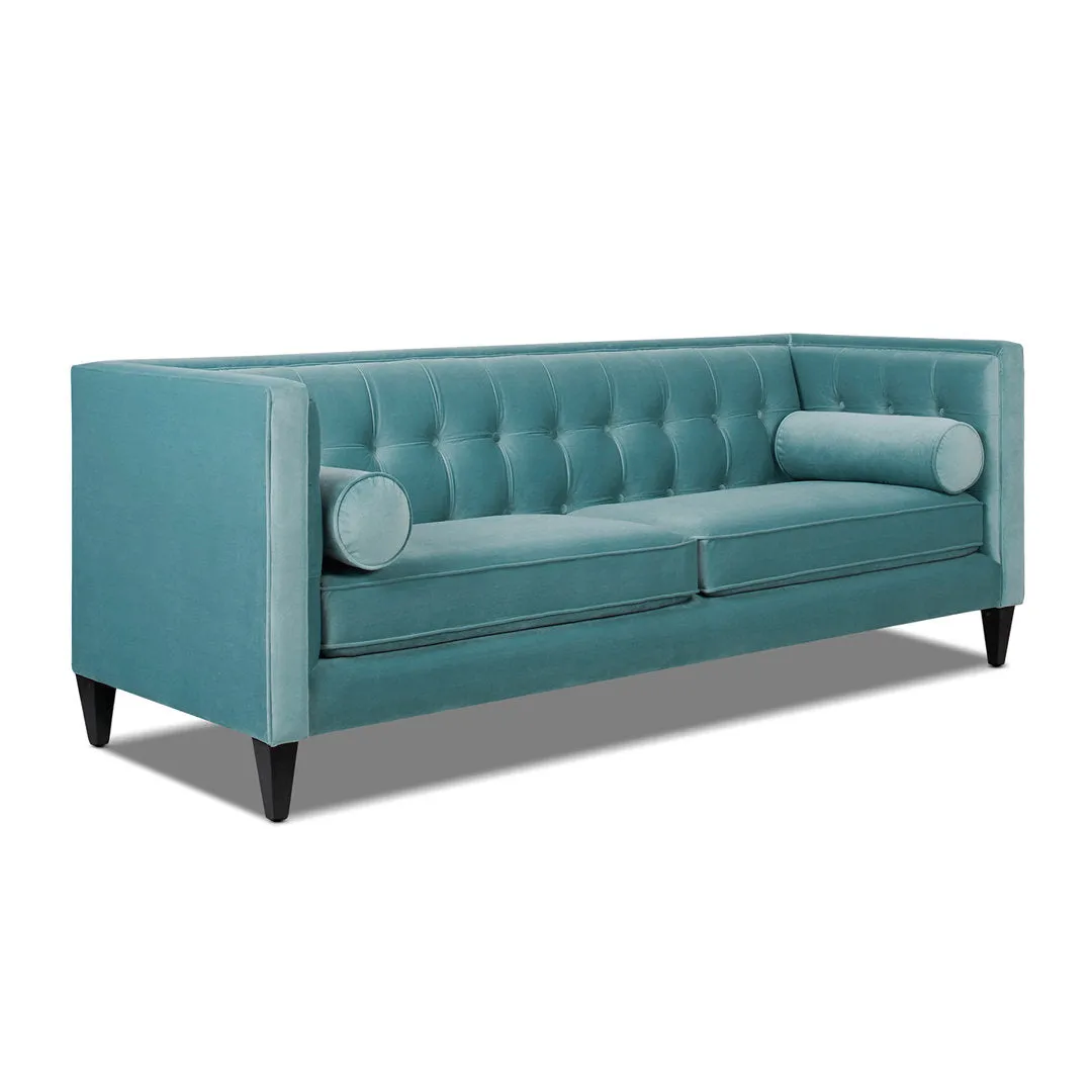 Allia 84" Tuxedo Arm Sofa Langley Street® Upholstery Color: Arctic Blue Velvet