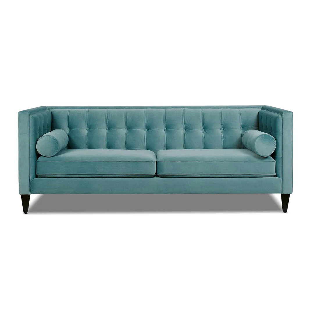 Allia 84" Tuxedo Arm Sofa Langley Street® Upholstery Color: Arctic Blue Velvet