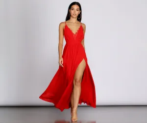 Angelique Formal High Charming Slit Lace Dress