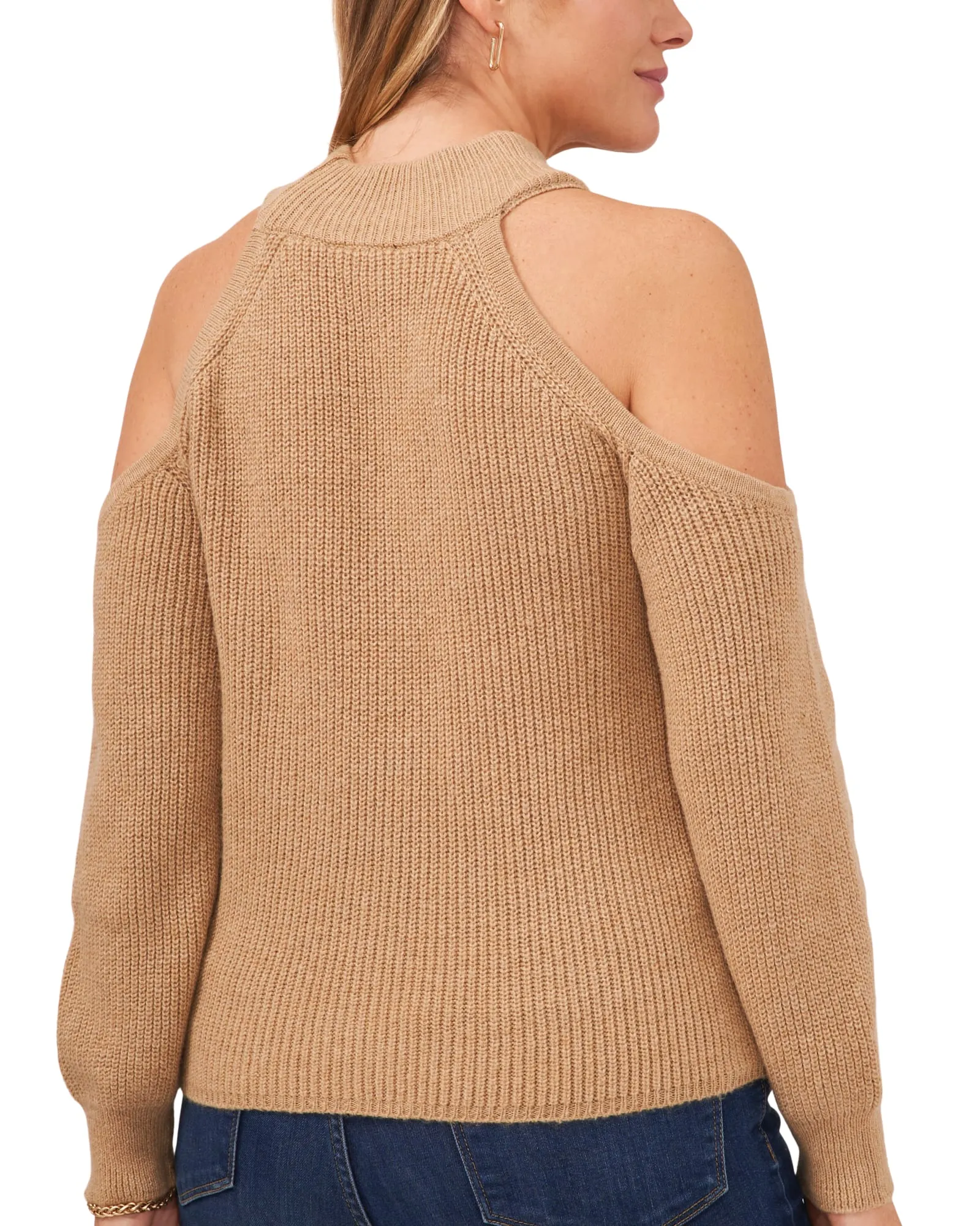 Anna Cold Shoulder Sweater | LATTE HEATHER