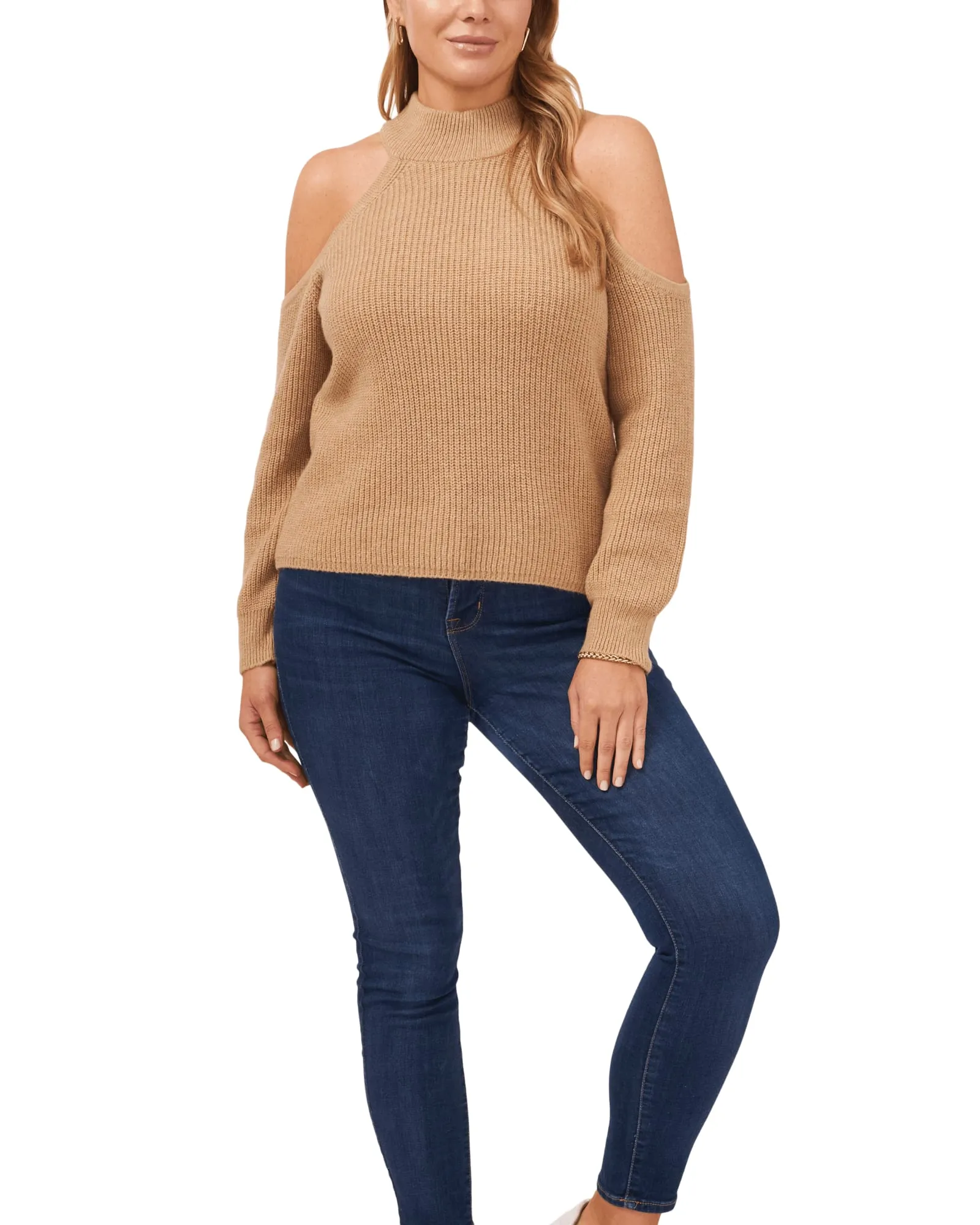 Anna Cold Shoulder Sweater | LATTE HEATHER