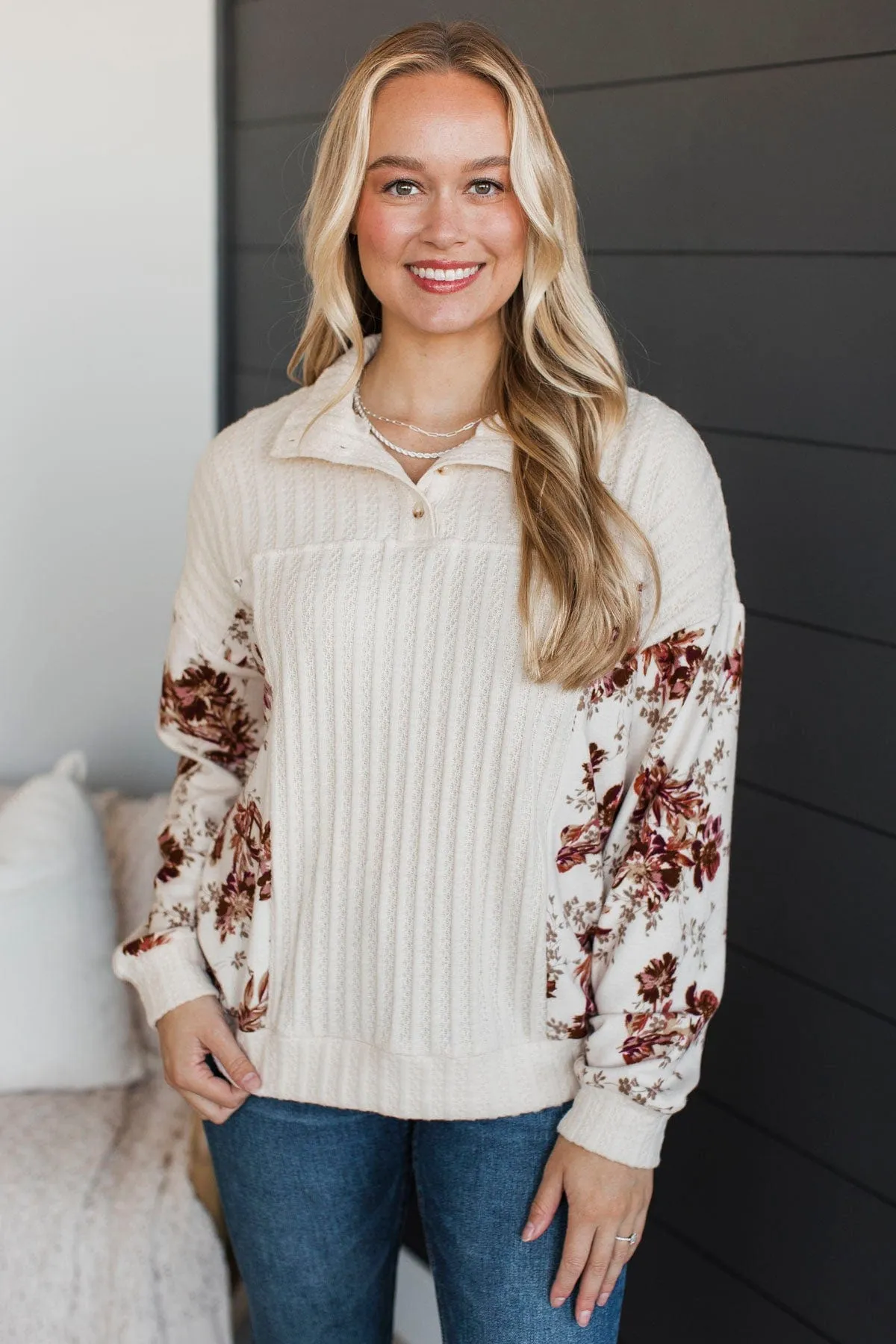 Any Time Or Place Pullover Top- Cream