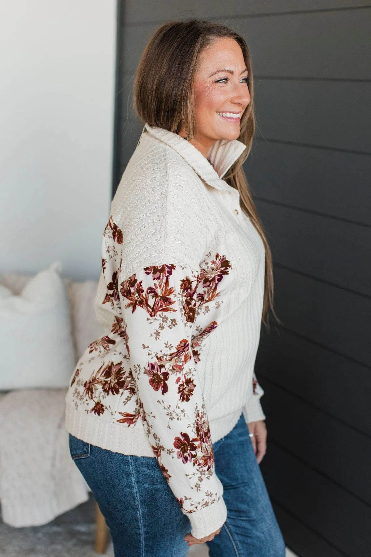Any Time Or Place Pullover Top- Cream