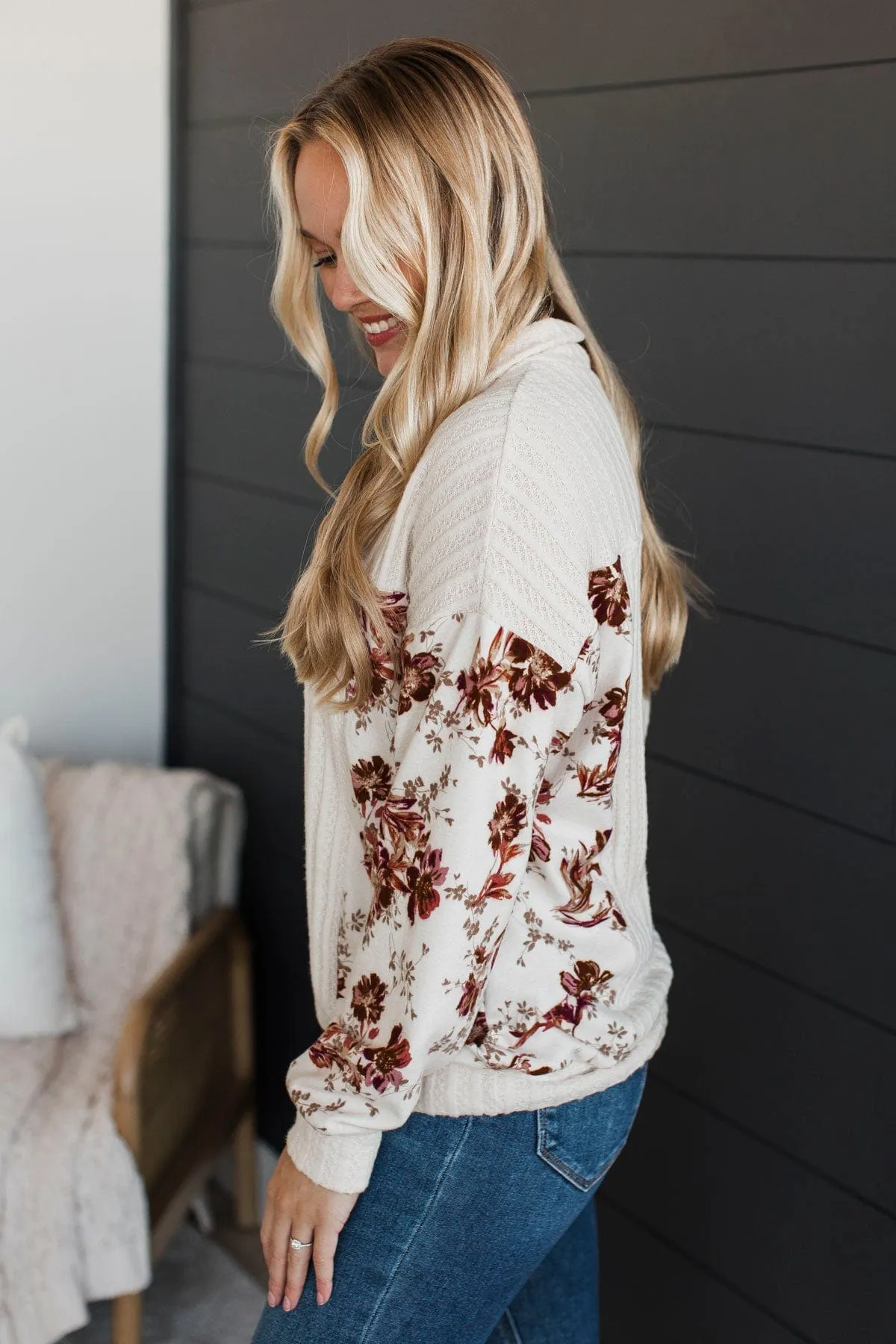Any Time Or Place Pullover Top- Cream