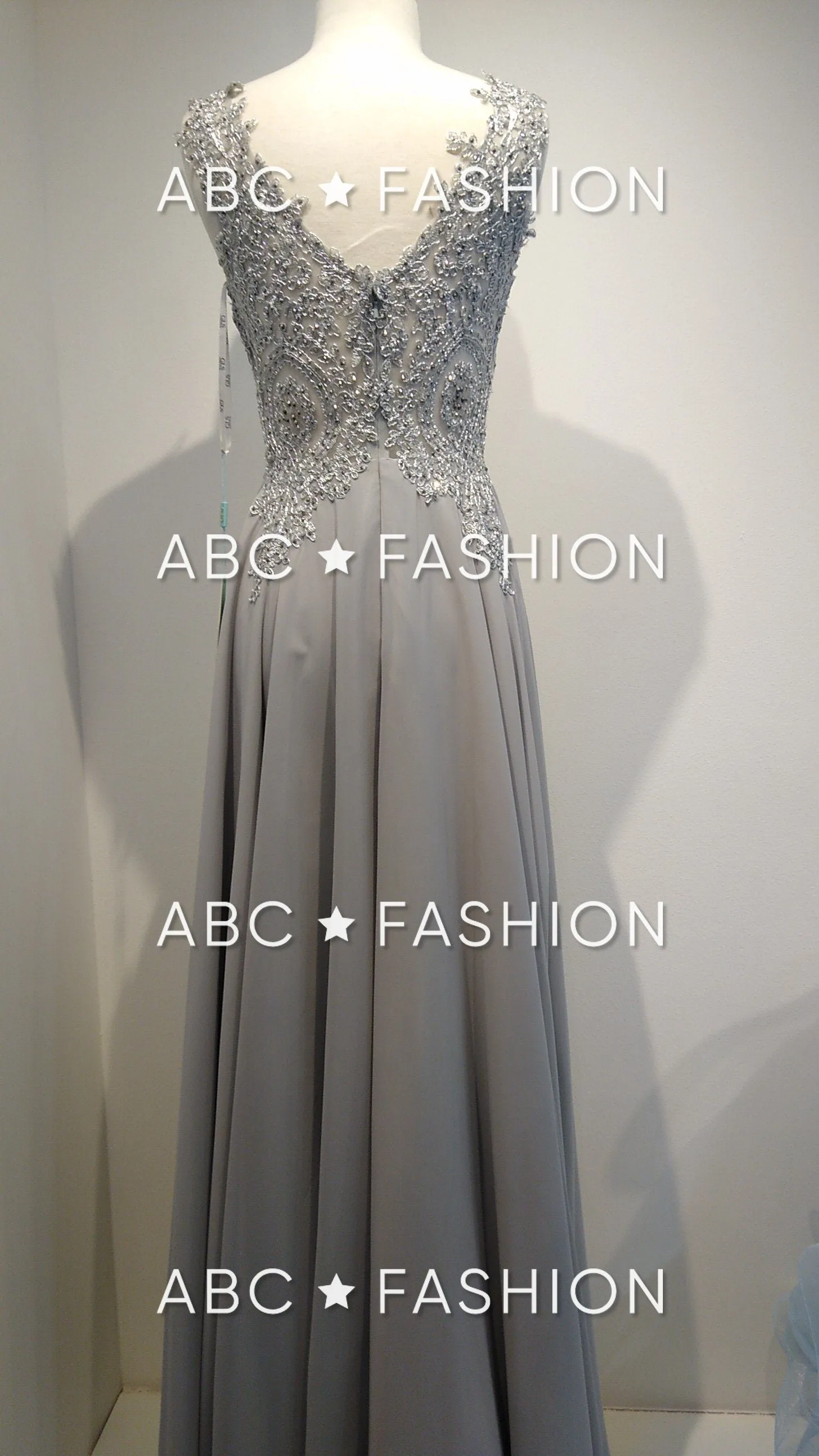 Applique Long V-Neck Dress by Elizabeth K GL2311