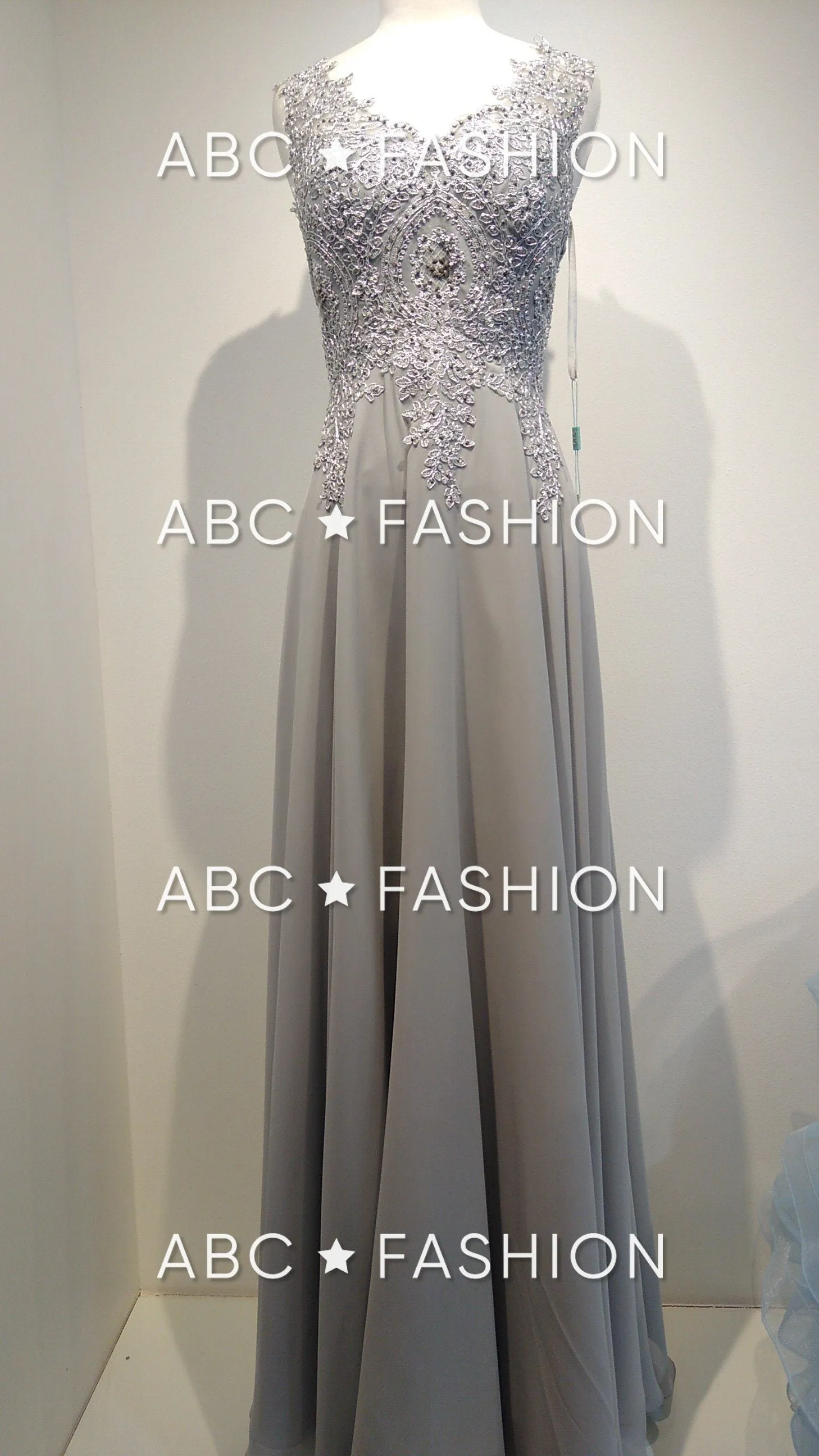 Applique Long V-Neck Dress by Elizabeth K GL2311