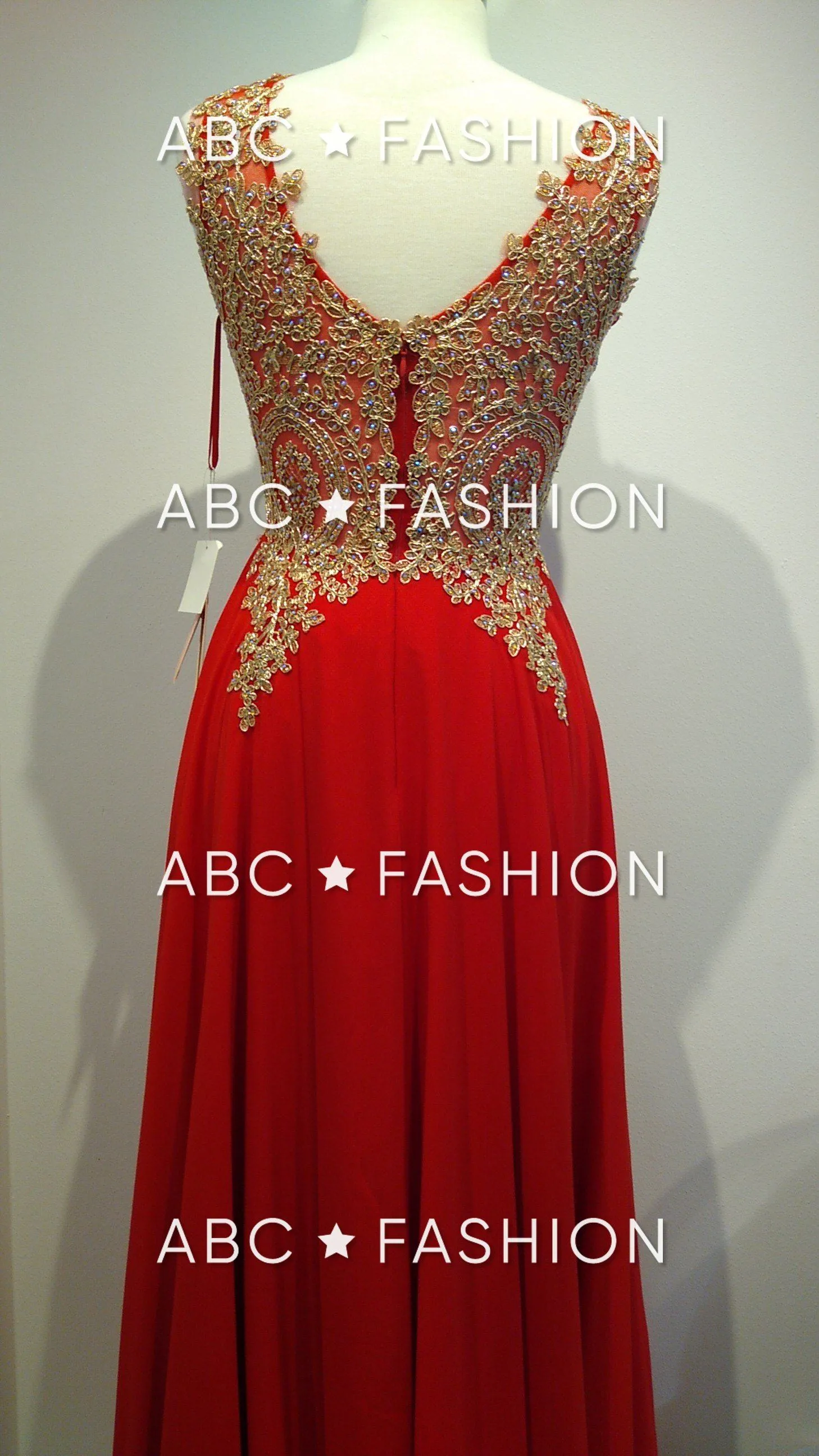 Applique Long V-Neck Dress by Elizabeth K GL2311